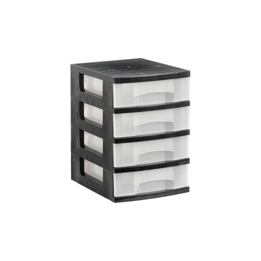 10059-TORRE DE ALMACENAJE 4 CAJONES DE 6 LITROS NEGRO/TRANSLUCIDO 390X290X430 MM ARCHIVO 2000 1104 CS TL 10059-TORRE DE ALMACENAJE 4 CAJONES DE 6 LITROS NEGRO/TRANSLUCIDO 390X290X430 MM ARCHIVO 2000 1104 CS TL