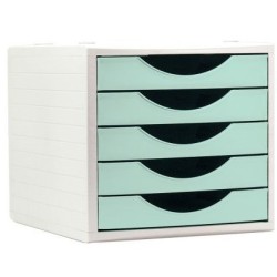 10063-MODULO ECOGREEN 100% RECICLADO Y RECICLABLE 5 CAJONES VERDE PASTEL 340X270X260 MM ARCHIVO 2000 4005 VE PS