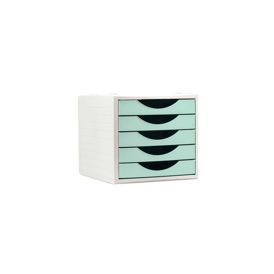 10063-MODULO ECOGREEN 100% RECICLADO Y RECICLABLE 5 CAJONES VERDE PASTEL 340X270X260 MM ARCHIVO 2000 4005 VE PS