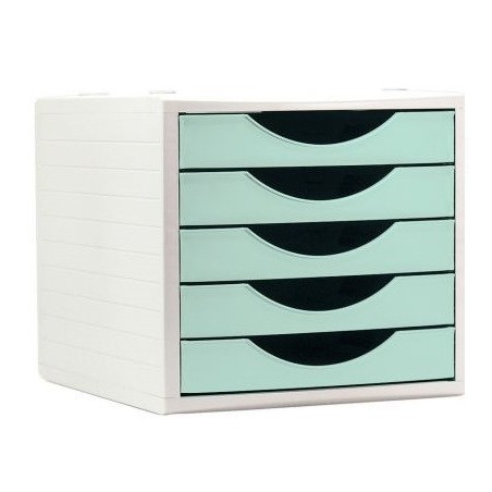 10063-MODULO ECOGREEN 100% RECICLADO Y RECICLABLE 5 CAJONES VERDE PASTEL 340X270X260 MM ARCHIVO 2000 4005 VE PS