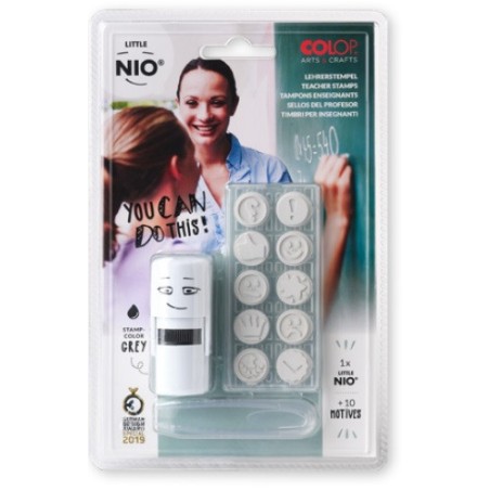 10106-BLISTER IMPRENTILLA LITTLE NIO 10 PICTOS TEMATICA "PROFESORADO" COLOP NIL006