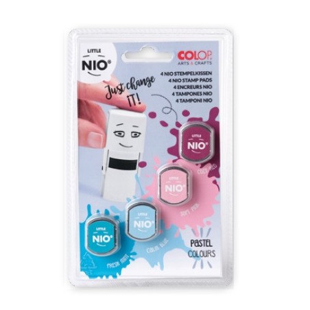 10108-BLISTER 4 RECAMBIOS ALMOHADILLAS LITTLE NIO 4 COLORES PASTEL SURTIDOS COLOP NIL098