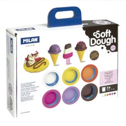 10114-MALETIN 6 BOTES PASTA BLANDA SOFT DOUGH DE 59GR + HERRAMIENTAS "HELADOS Y GOFRES" MILAN 913306ICW