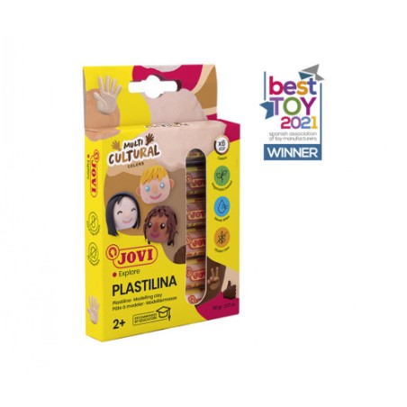 10128-ESTUCHE PLASTILINA 6 BARRAS DE 15GR COLORES SURTIDOS GAMA MULTICULTURAL JOVI 90/6M