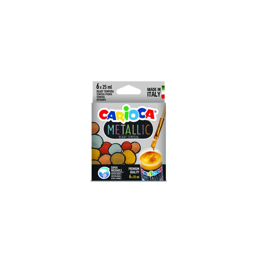 10136-CAJA TEMPERA METALLIC 6 BOTES 25 ML COLORES METALICOS CARIOCA KO026 10136-CAJA TEMPERA METALLIC 6 BOTES 25 ML COLORES METALICOS CARIOCA KO026