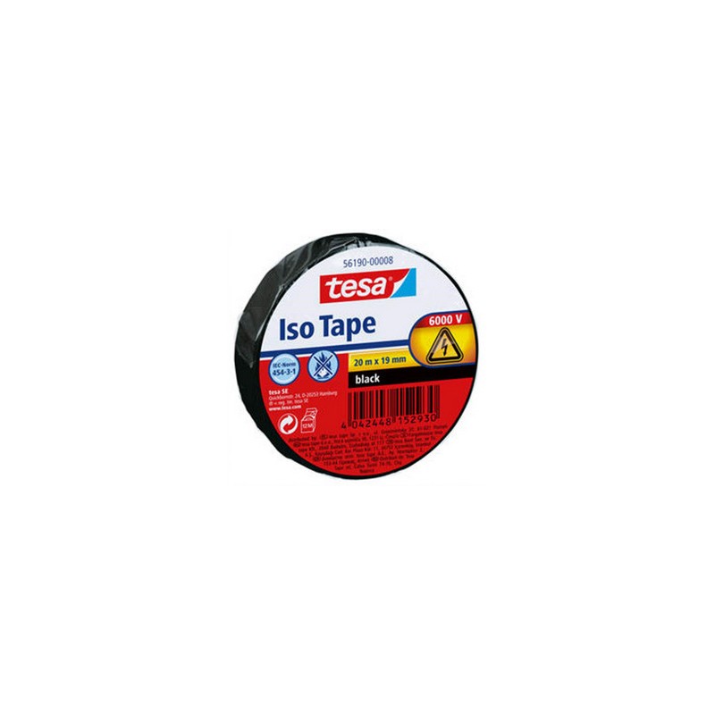 10154-ROLLO CINTA AISLANTE PVC 19MMX20METROS NEGRA TESA 56190-00008-22 10154-ROLLO CINTA AISLANTE PVC 19MMX20METROS NEGRA TESA 56190-00008-22