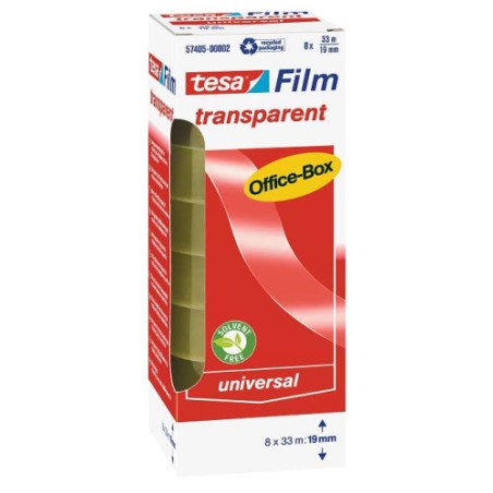 10195-PACK 8 CINTAS ADHESIVAS TRANSPARENTE 33MX19MM TESA 57405-00002-01