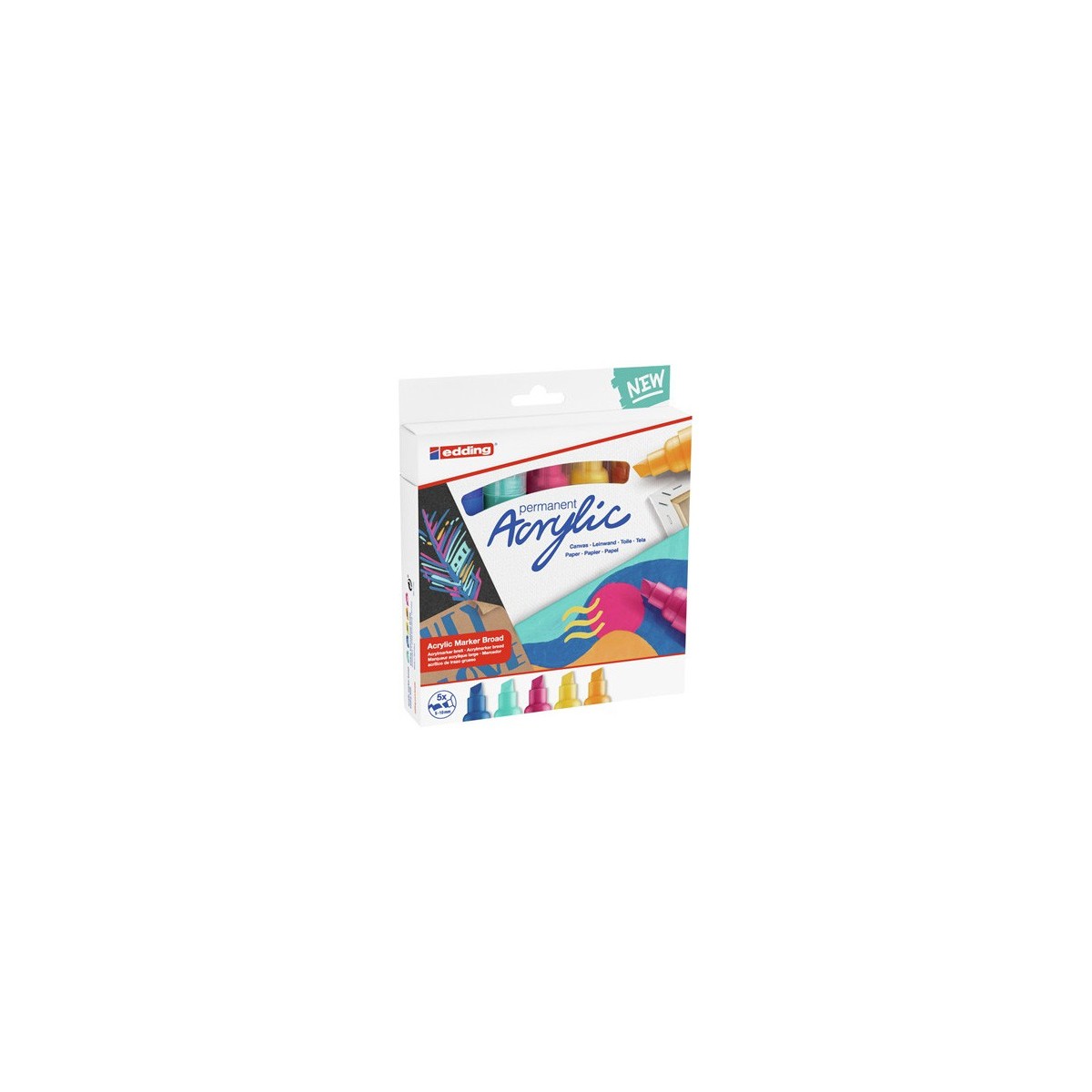 PACK 5 MARCADORES ACRiLICOS TRAZO 5 10 MM ABSTRACTO COLORES 934 903 905 906 Y 909 EDDING 5000 5 S 999