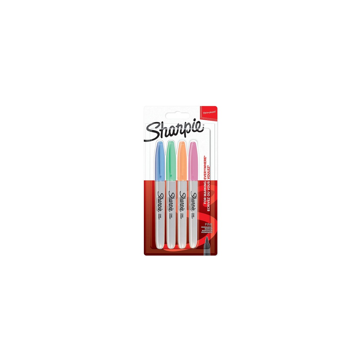 Sharpie 2065402 marcador permanente Fibre tip Azul Verde Naranja Rosa 4 piezas