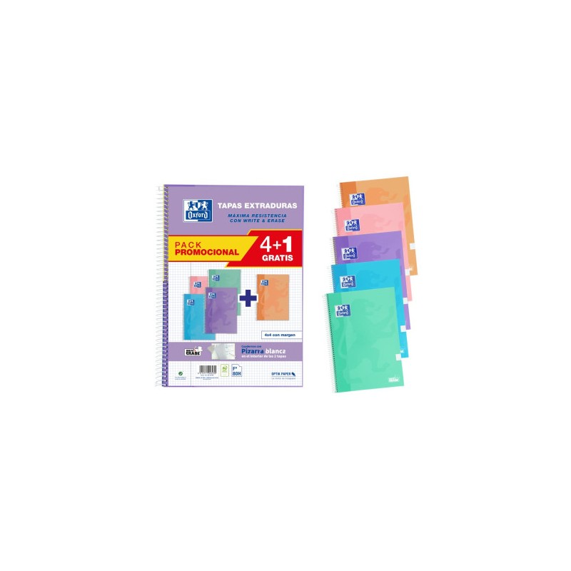 10691-PACK 4+1 CUADERNOS CLASSIC WRITE Fo T.EXTRADURA 80H 4X4 COLORES PASTEL OXFORD 400159802 10691-PACK 4+1 CUADERNOS CLASSIC WRITE Fo T.EXTRADURA 80H 4X4 COLORES PASTEL OXFORD 400159802