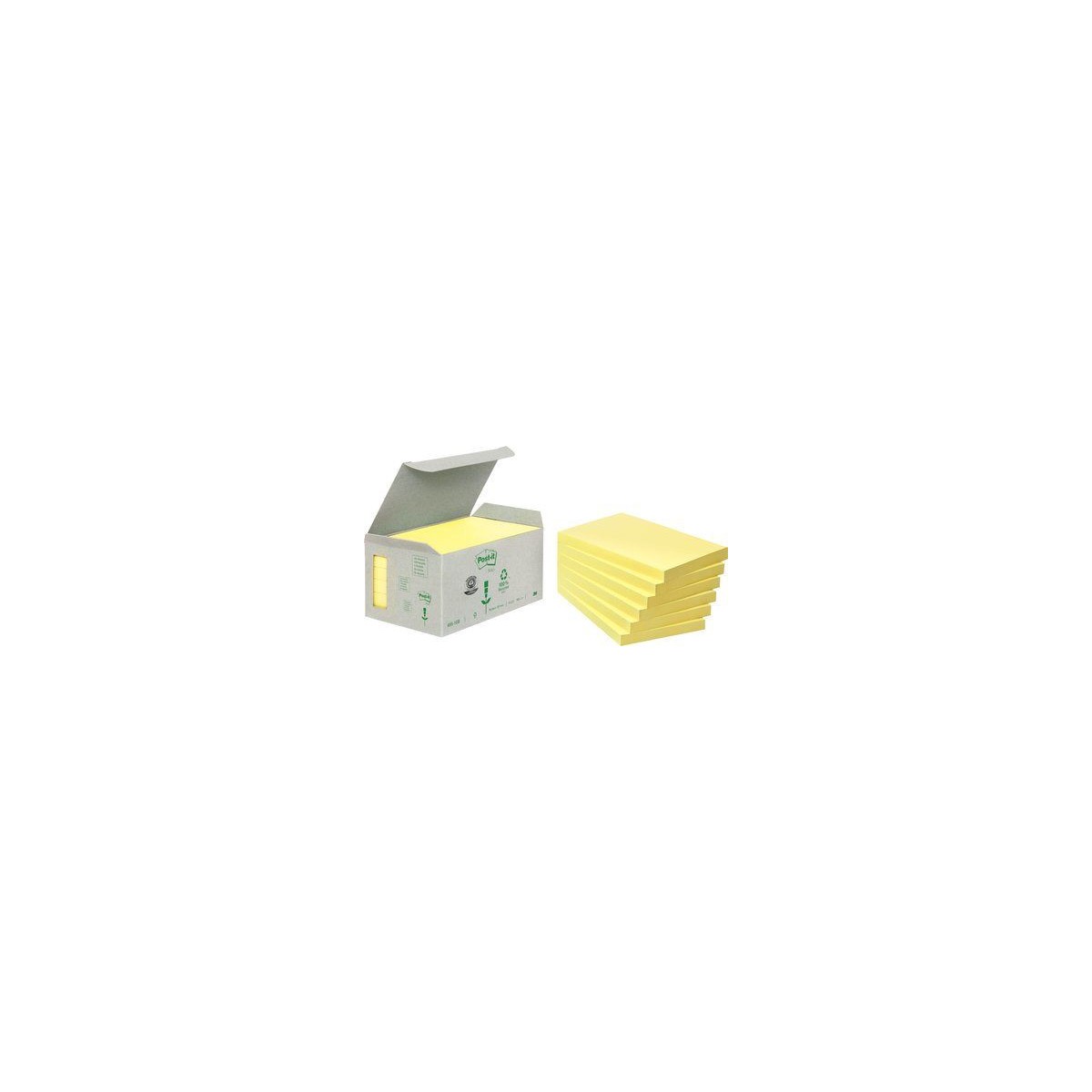 PACK 6 BLOCS 100 HOJAS NOTAS RECICLADAS ADHESIVAS 76X127MM CANARY YELLOW CAJA CARToN 655 1B POST IT 7100172257