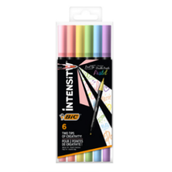 10751-BIC Intensity Dual tip marcador 6 pieza(s) Punta de pincel Azul claro, Verde claro, Rosa claro, Melocoton, Violeta