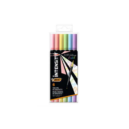 10751-BIC Intensity Dual tip marcador 6 pieza(s) Punta de pincel Azul claro, Verde claro, Rosa claro, Melocoton, Violeta