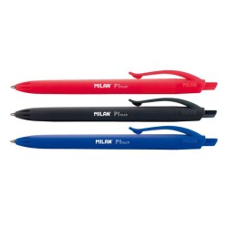 10790-Milan BWM10254 Negro, Azul, Rojo Boligrafo de punta retractil con pulsador 4 pieza(s)