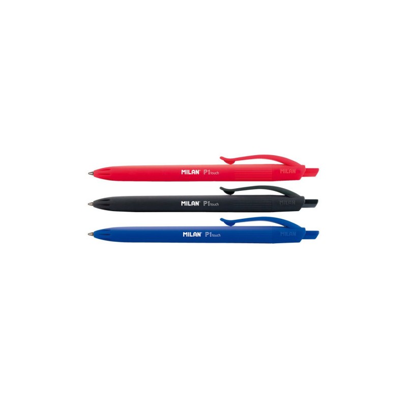 10790-Milan BWM10254 Negro, Azul, Rojo Boligrafo de punta retractil con pulsador 4 pieza(s)
