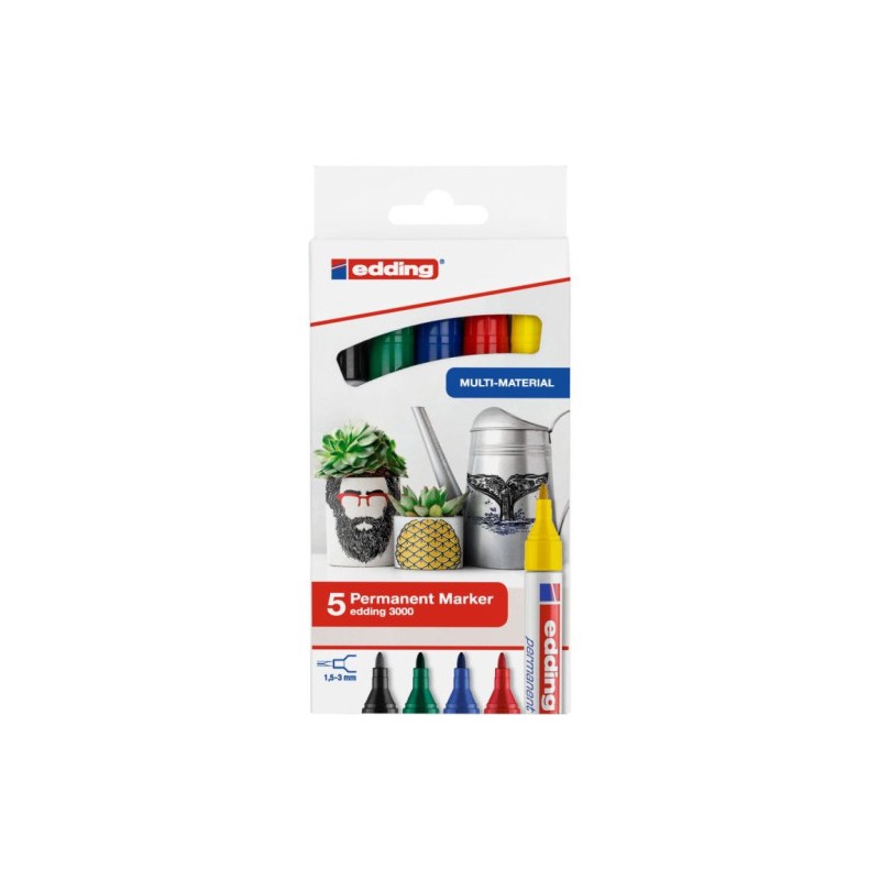 10797-Edding 3000 marcador permanente Punta redonda Negro, Azul, Verde, Rojo, Amarillo 5 pieza(s) 10797-Edding 3000 marcador permanente Punta redonda Negro, Azul, Verde, Rojo, Amarillo 5 pieza(s)
