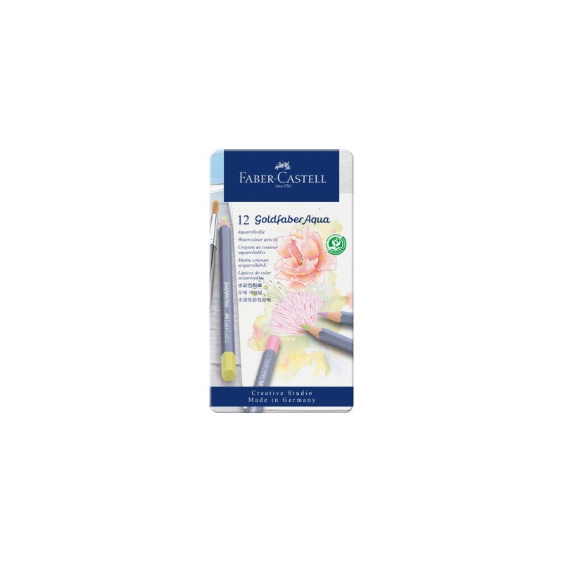 10815-ESTUCHE METALICO CON 12 LAPICES DE COLORES PASTEL ACUARELABLES GOLDFABER. FABER CASTELL 114622