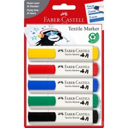 10820-BLISTER CON 5 MARCADORES TEXTILES COLORES BASICOS FABER CASTELL 159520