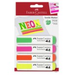 10824-BLISTER 4 MARCADORES TEXTILES SURTIDOS COLORES NEON FABER CASTELL 159591