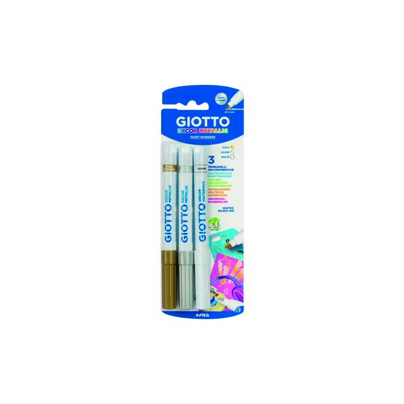 10842-BLISTER 3 ROTULADORES DECOR METALLIC ORO, PLATA Y BLANCO GIOTTO F014700 10842-BLISTER 3 ROTULADORES DECOR METALLIC ORO, PLATA Y BLANCO GIOTTO F014700