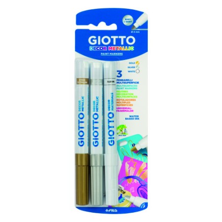 10842-BLISTER 3 ROTULADORES DECOR METALLIC ORO, PLATA Y BLANCO GIOTTO F014700