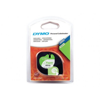 CINTA ROTULADORA LETRATAG 12MMX4M NEGRO BLANCO PAPEL DYMO S0721510