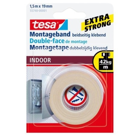 1102-CINTA ADHESIVA POWERBOND DOBLE CARA PEQUENOS OBJETOS (INTERIOR) 19MM.X1,5M. TESA 55740-00002-04
