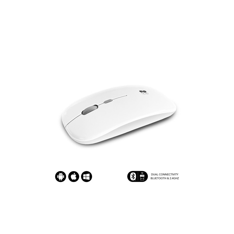 11106-SUBBLIM Raton Optico Inalambrico 2.4G y Bluetooth Dual Flat Mouse Recargable Blanco 11106-SUBBLIM Raton Optico Inalambrico 2.4G y Bluetooth Dual Flat Mouse Recargable Blanco