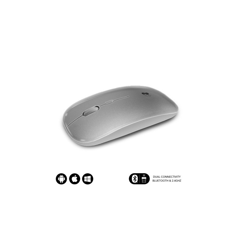 11108-SUBBLIM Raton Optico Inalambrico 2.4G y Bluetooth Dual Flat Mouse Recargable Plateado 11108-SUBBLIM Raton Optico Inalambrico 2.4G y Bluetooth Dual Flat Mouse Recargable Plateado