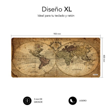 11118-SUBBLIM Alfombrilla Raton Vintage World XL Mouse Pad 900x400x3