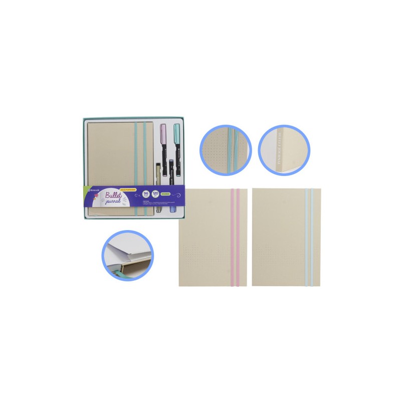 11139-SET  LIBRETA BULLET KRAFT + ROTULADORES PINCEL Y BOLIGRAFO BISMARK INGRAF 330620