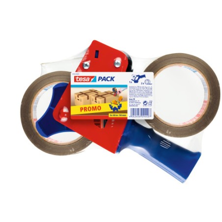 1118-PACK PRECINTADORA MANUAL CUERPO PLASTICO Y METAL + 2 ROLLOS 50MM.X66M. TESA 57455-00001-01