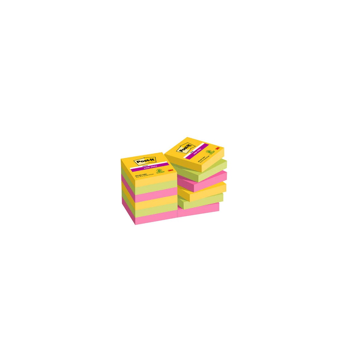 PACK 12 BLOCS 90 HOJAS NOTAS ADHESIVAS 476X476MM SUPER STICKY COLECCIoN CARNIVAL CAJA CARToN 622 12SS CARN POST IT 7100290181