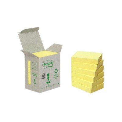 PACK 6 BLOCS 100 HOJAS NOTAS RECICLADAS ADHESIVAS 38X51MM CANARY YELLOW CAJA CARToN 653 1B POST IT 7100172254