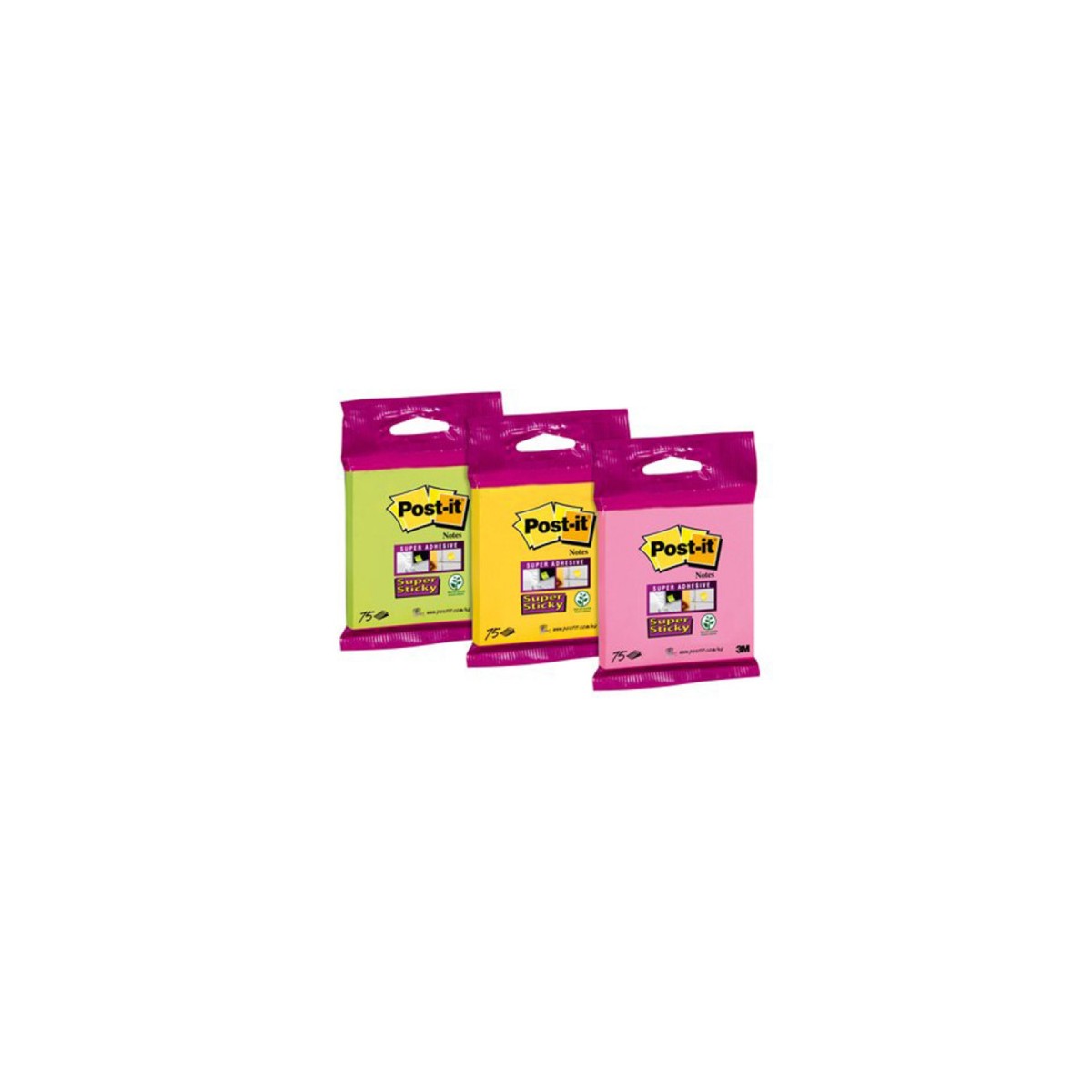 BLISTER BLOC 90 HOJAS NOTAS ADHESIVAS 76X76MM SUPER STICKY COLORES SURTIDOS 6820 SS3N POST IT 7100172224