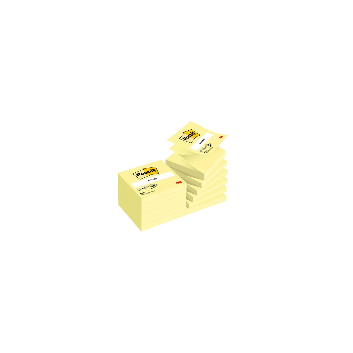 PACK 12 BLOCS 100 HOJAS Z NOTES ADHESIVAS 76X76MM CANARY YELLOW CAJA CARToN R 330 CY POST IT 7100290167