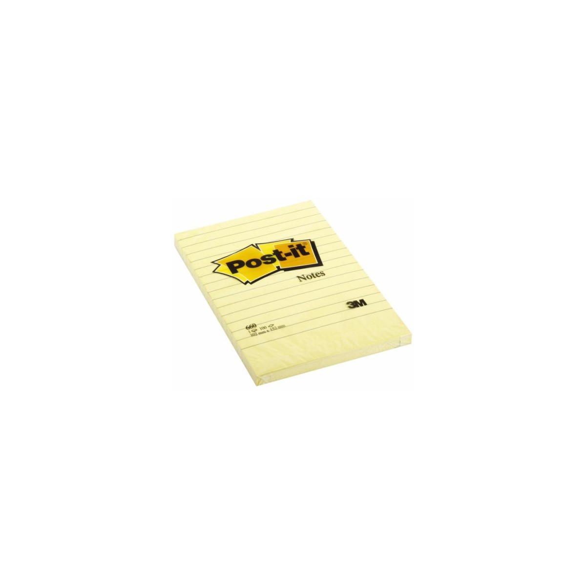 BLOC 100 HOJAS NOTAS GRANDES ADHESIVAS 101X152MM CANARY YELLOW CON LiNEAS 660 POST IT 7100172753