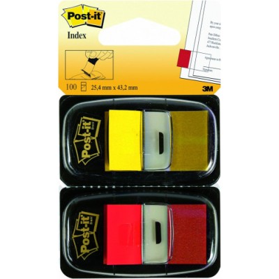 PACK 2 DISPENSADORES X 50 MARCADORES INDEX 254X432MM COLORES ROJO AMARILLO 680 RY2 POST IT 7000052571