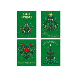 11611-TARJETA FELICITACION NAVIDAD FOIL GREEN/GOLD BISMARK 330895