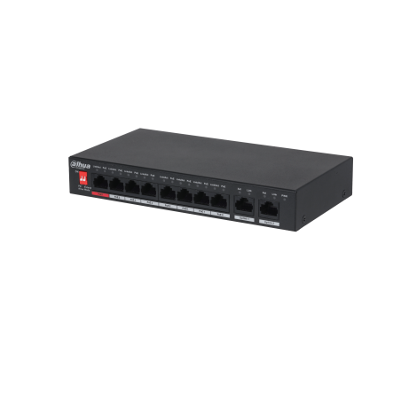 11699-(DH-PFS3010-8ET-96-V2) DAHUA SWITCH HI-POE 2.0 8 PUERTOS + 2 UPLINK RJ45