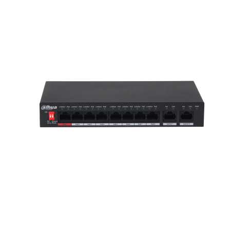 11700-(DH-PFS3010-8ET-96-V2) DAHUA SWITCH HI-POE 2.0 8 PUERTOS + 2 UPLINK RJ45