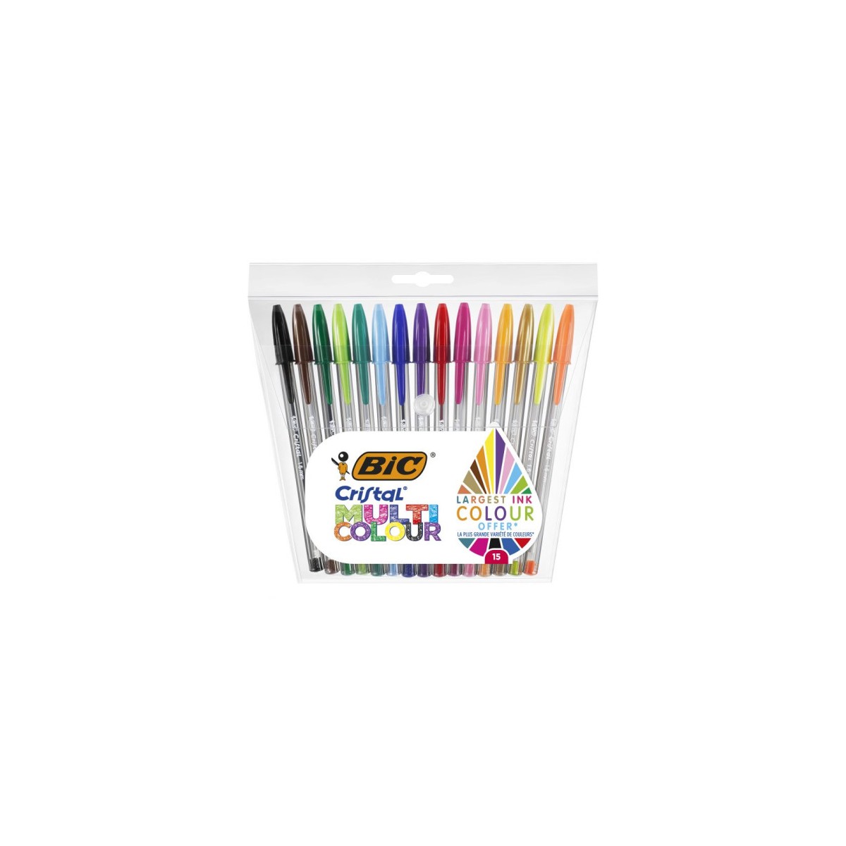 BOLSA 15 UNIDADES BOLIGRAFOS MULTICOLOR 16 MM BIC 964899