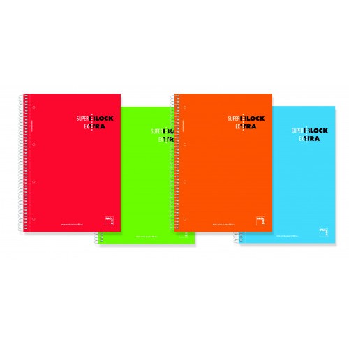 1179-CUADERNO ESPIRAL SERIE SUPERBLOCK EXTRA TAPA DURA 90 GRS. A-4 (210X297MM.) MICROPERFORADO 120 HOJAS CUADRICULA 5X5