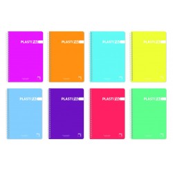 1183-CUADERNO SERIE PLASTIPAC 90 GRS. TAPA POLIPROPILENO FOLIO (215X310MM.) 80 HOJAS HORIZONTAL CON MARGEN 8 COLORES SUR