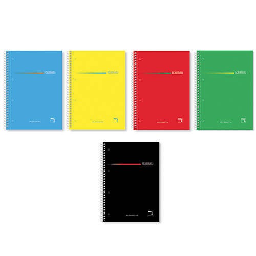 1197-CUADERNO SERIE PREMIUM TAPA EXTRA DURA 70 GRS. A-5 (148X210MM.) MICROPERFORADO 160 HOJAS CUADRICULA 5X5 + GRECA SUR
