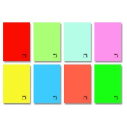 1205-LIBRETA GOFRADA TAPA CARTULINA 70 GRS. A-4 (210X297MM.) 48 HOJAS HORIZONTAL 8 COLORES SURTIDOS CON MARGEN SURTIDO P