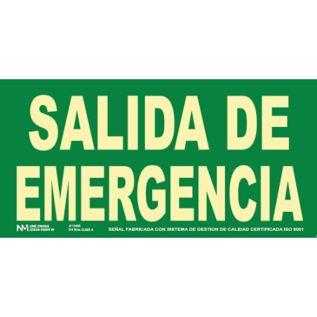 12071-SENAL HOMOLOGADA SEGURIDAD SALIDA EMERGENCIA 320x150MM PVC VERDE ARCHIVO2000 6170-15H VE
