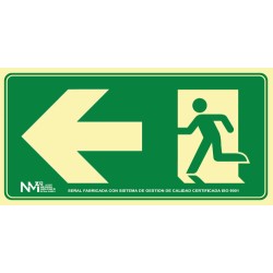12072-SENAL HOMOLOGADA SEGURIDAD SALIDA EMERGENCIA IZQUIERDA 320x160MM PVC VERDE ARCHIVO2000 6170-17H VE