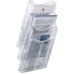 12077-EXPOSITOR MURAL ARCHIPLAY 3 COMPARTIMENTOS A4 VERTICAL 105x235x445MM TRANSPARENTE ARCHIVO2000 6123 CS TP
