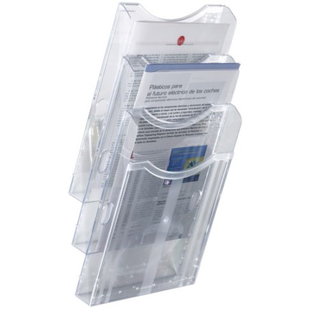 12077-EXPOSITOR MURAL ARCHIPLAY 3 COMPARTIMENTOS A4 VERTICAL 105x235x445MM TRANSPARENTE ARCHIVO2000 6123 CS TP